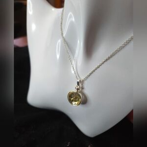 NRT Stamped Silvertone Bubble Pendant and Chain. Preloved.